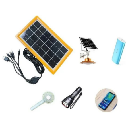 Carregador Com Painel Solar Portátil 6w Cabo Com Usb 5 Em 1